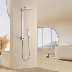 US Local 3-Day Shipping Brass Thermostatic Shower Faucet Exposed square Shower Head Faucet Modern Chrome Shower System