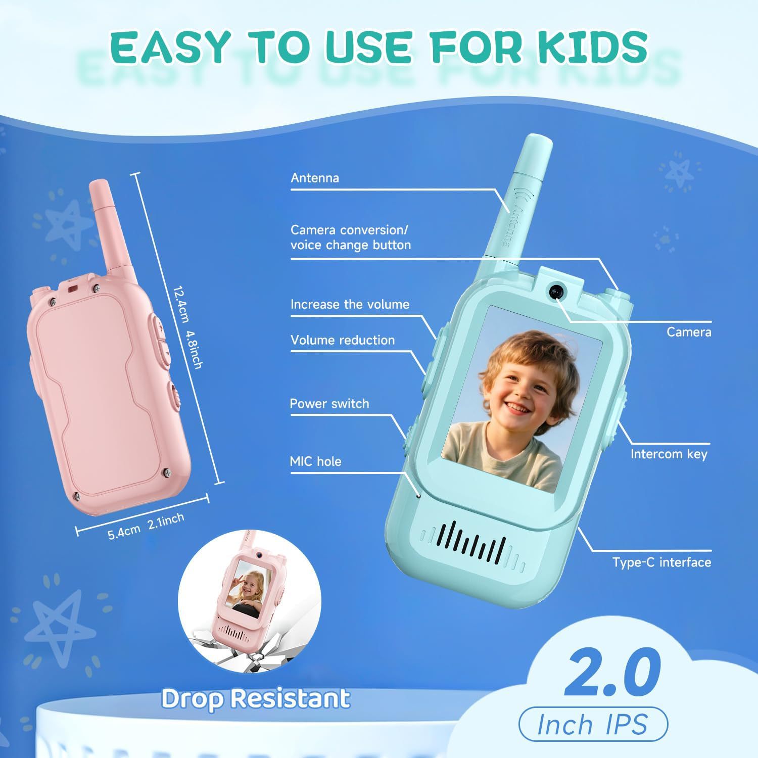 Kids Video Walkie Talkies - HD Call, No SIM Card Needed, Pair Pack - Image 4
