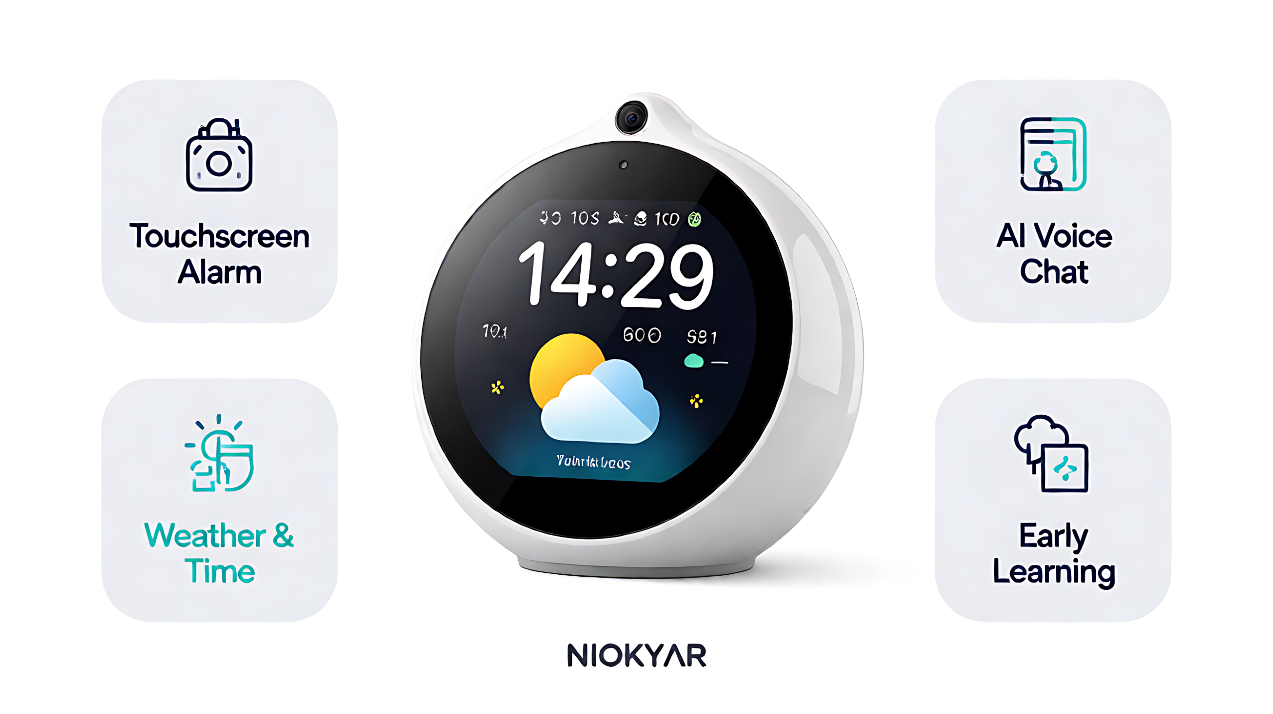 AI Smart Alarm Clock for Kids – Touchscreen Voice Chat Clock with Weather, Stories & Early Learning (Wholesale OEM/ODM) - Image 2